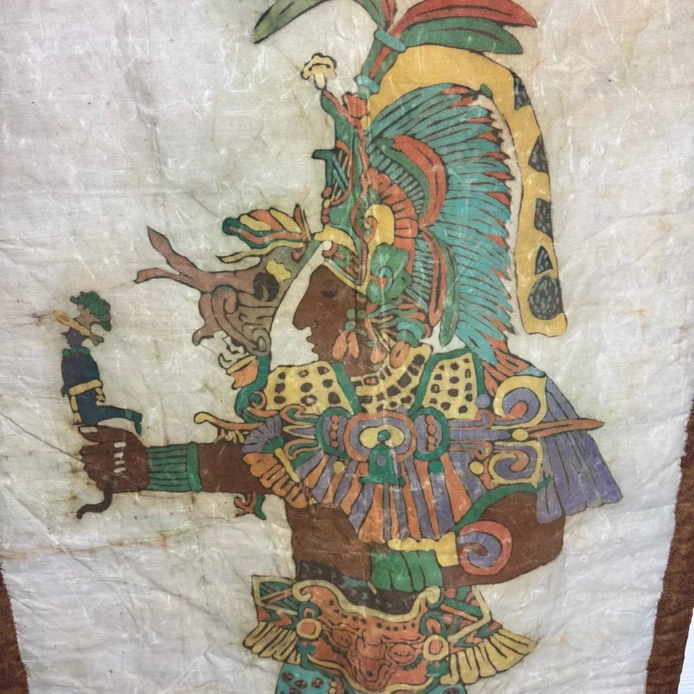 Mayan Warrior Tapestry Wall Hanging Beaded- Multicolor